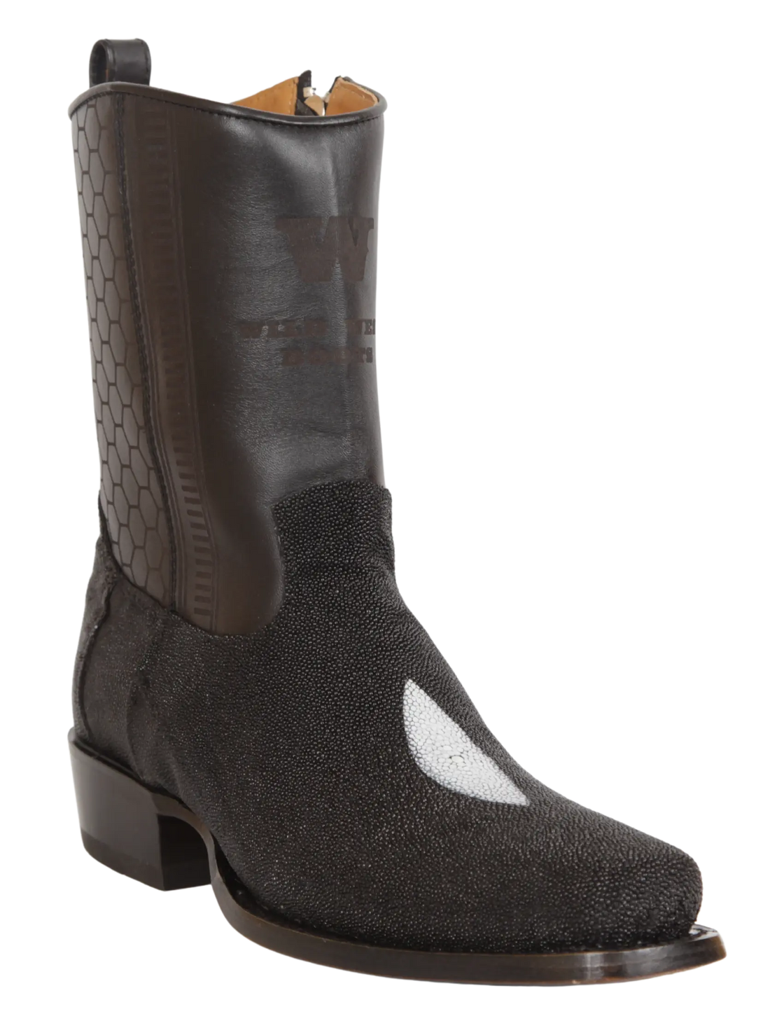 Wild West 257BH1205 Women's Black Genuine Single Stone Stingray Low Shaft 7X Toe Boots