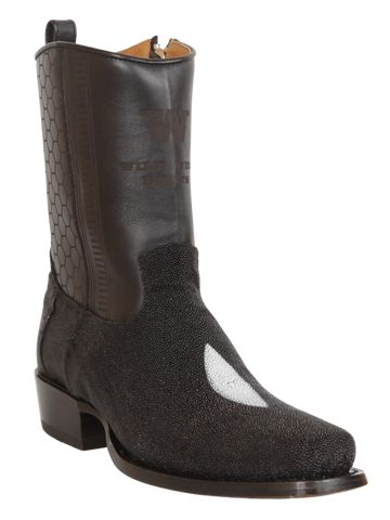 Wild West 257BH1205 Women's Black Genuine Single Stone Stingray Low Shaft 7X Toe Boots