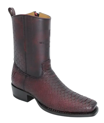 Wild West 257BH5718 Women's Black Cherry Genuine Python Low Shaft 7X Toe Boots