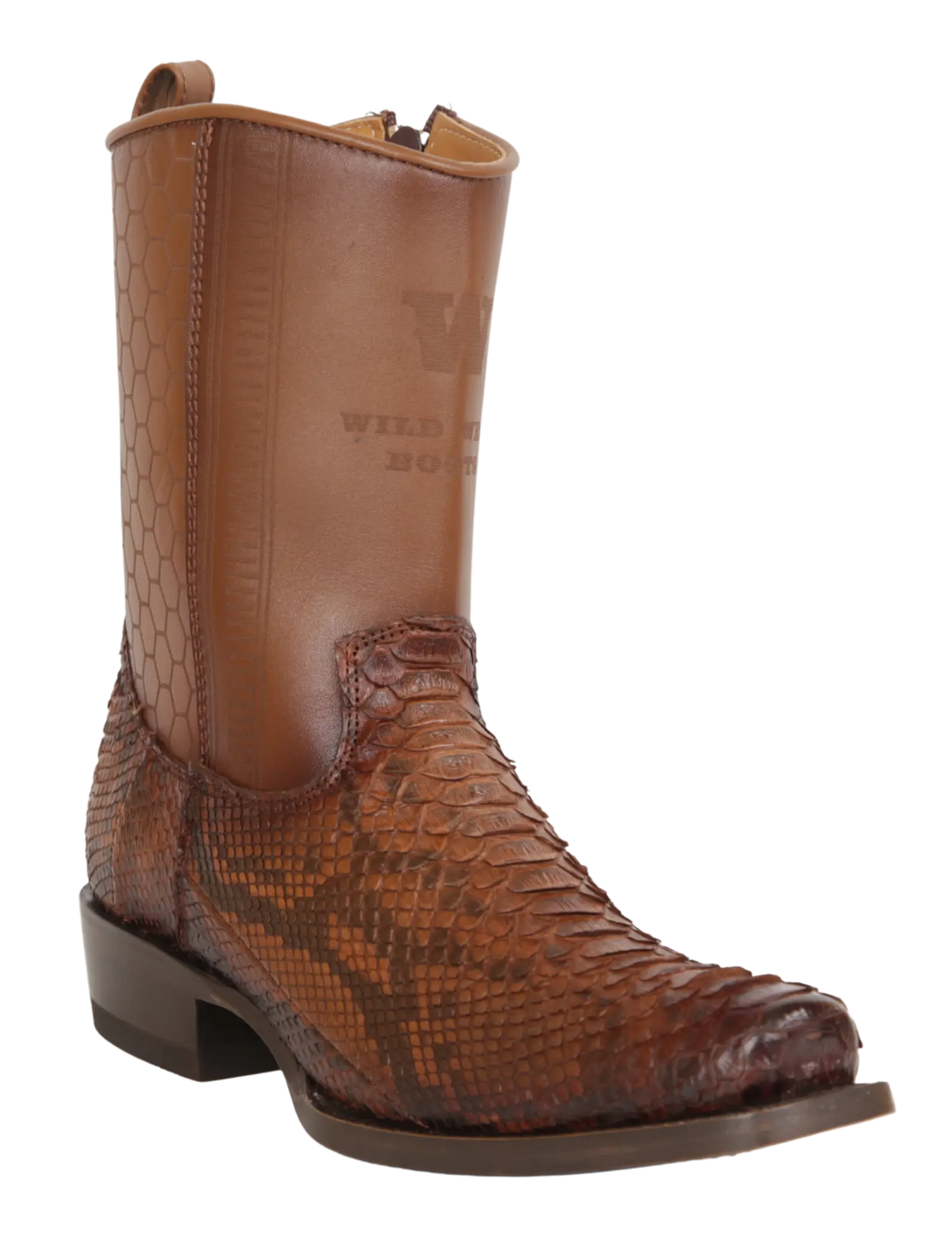 Wild West 257BH5766 Women's Porto Faded Brown Genuine Python Low Shaft 7X Toe Boots