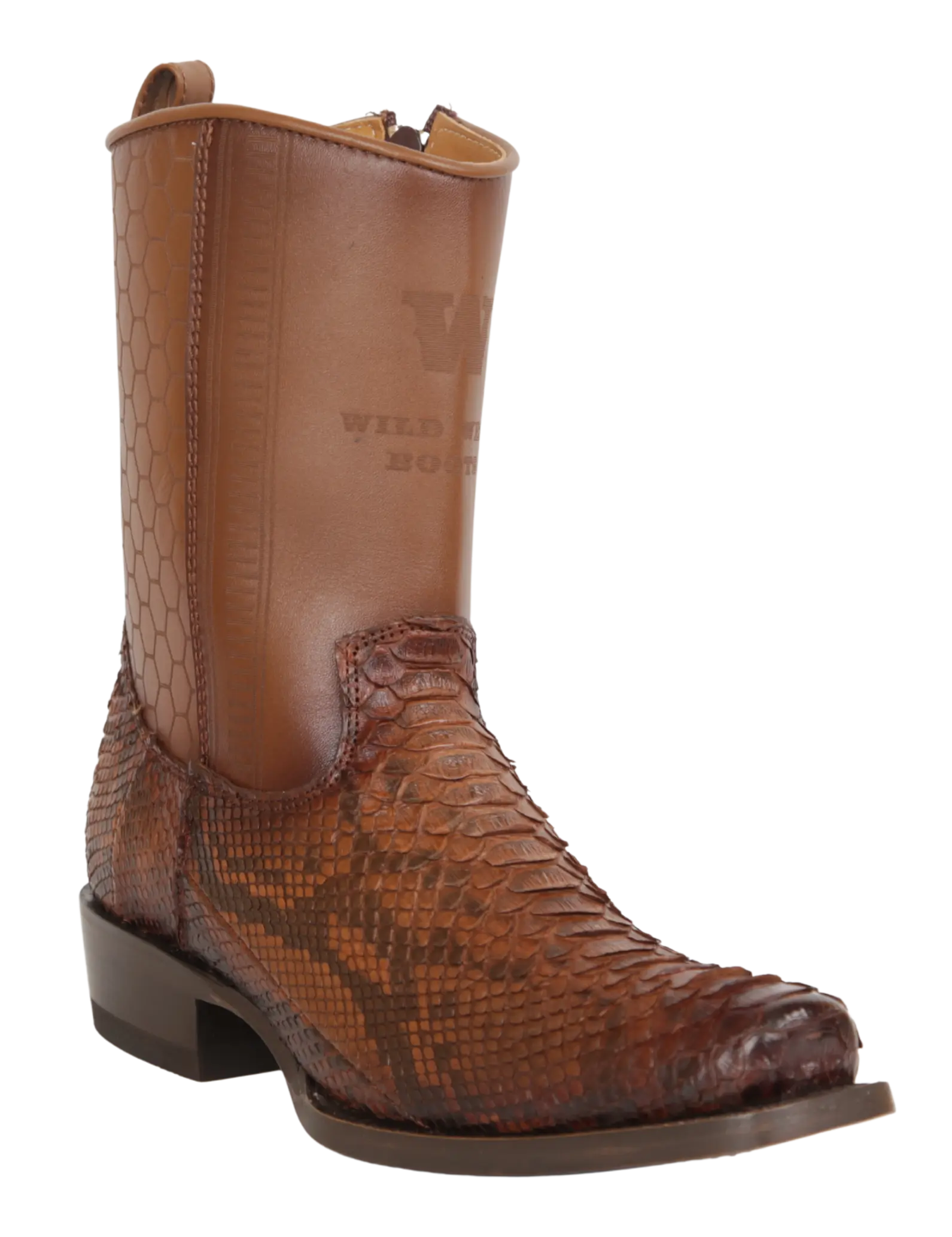 Wild West 257BH5766 Women's Porto Faded Brown Genuine Python Low Shaft 7X Toe Boots