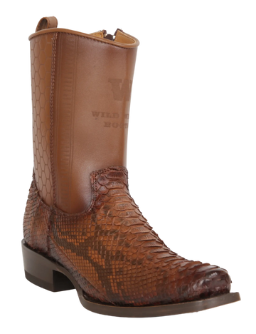 Wild West 257BH5766 Women's Porto Faded Brown Genuine Python Low Shaft 7X Toe Boots