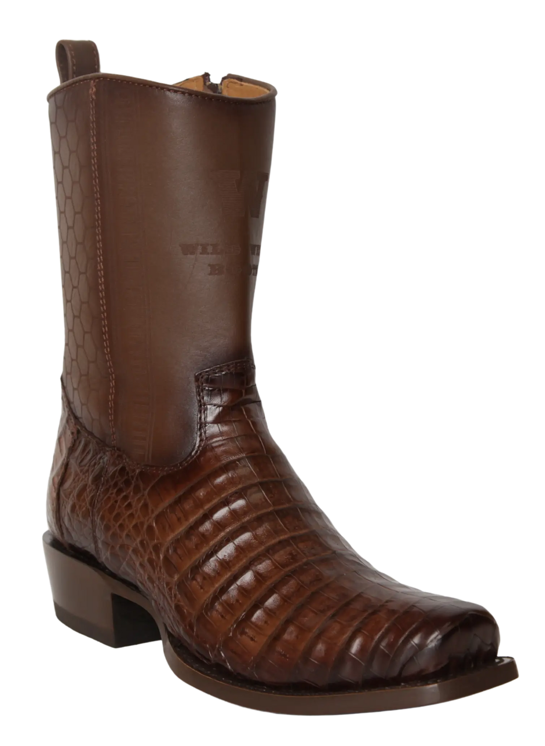 Wild West 257BH8216 Women's Faded Brown Genuine Caiman Crocodile Belly Low Shaft 7X Toe Boots