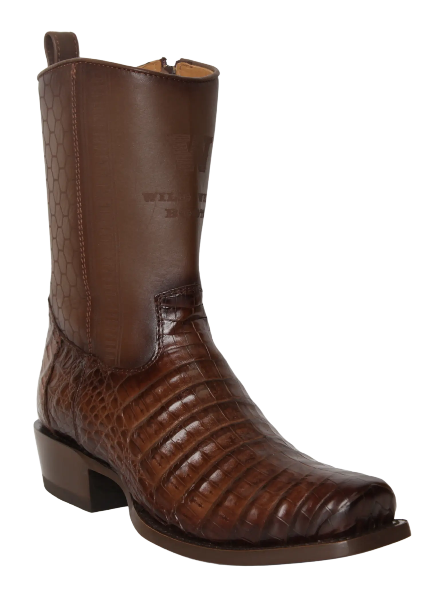 Wild West 257BH8216 Women's Faded Brown Genuine Caiman Crocodile Belly Low Shaft 7X Toe Boots