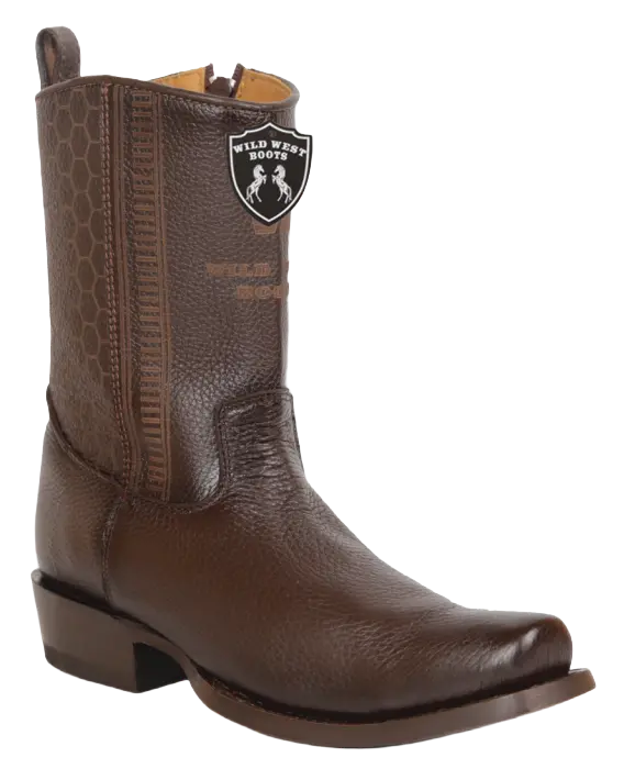 Wild West 257BH8316 Women's Faded Brown Genuine Leather Low Shaft 7X Toe Boots