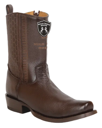 Wild West 257BH8316 Women's Faded Brown Genuine Leather Low Shaft 7X Toe Boots