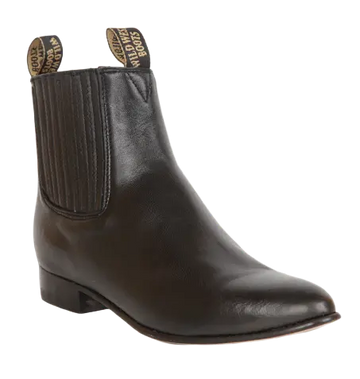 Wild West 26125105 Women's Black Genuine Leather Round Toe Charro Ankle Boots