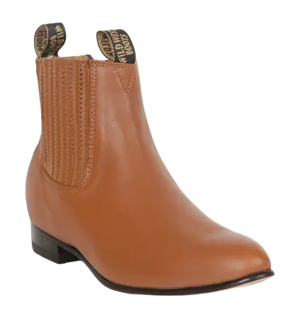 Wild West 26125151 Women's Honey Genuine Leather Round Toe Charro Ankle Boots