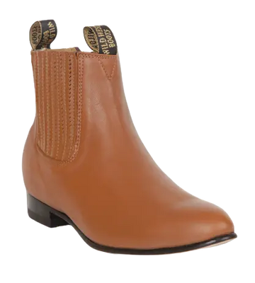 Wild West 26125151 Women's Honey Genuine Leather Round Toe Charro Ankle Boots