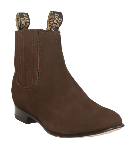 Wild West 26126359 Women's Tobacco Genuine Leather Round Toe Charro Ankle Boots