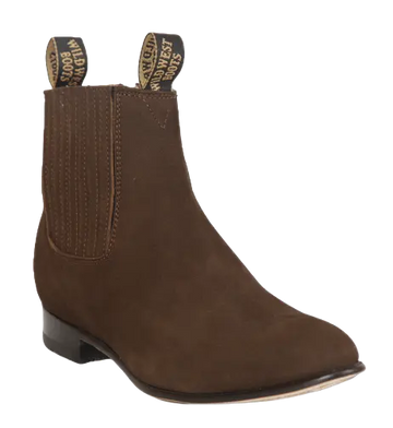 Wild West 26126359 Women's Tobacco Genuine Leather Round Toe Charro Ankle Boots