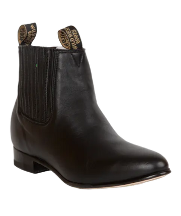 Wild West 2615105 Women's Black Genuine Leather Round Toe Charro Ankle Boots