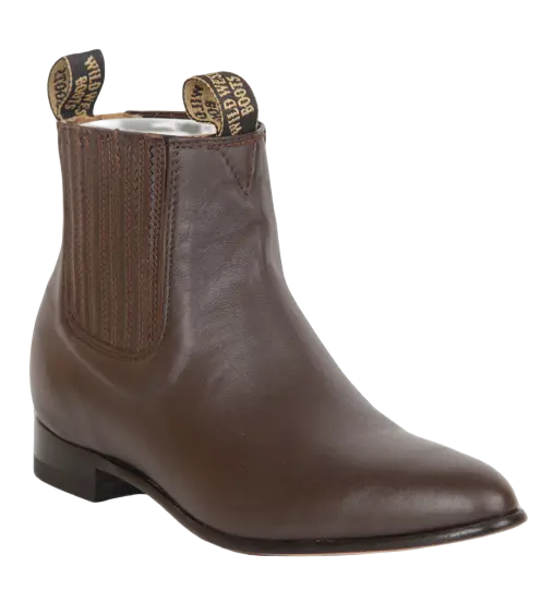 Wild West 2615107 Women's Brown Genuine Leather Round Toe Charro Ankle Boots