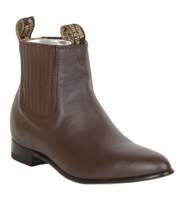 Wild West 2615107 Women's Brown Genuine Leather Round Toe Charro Ankle Boots