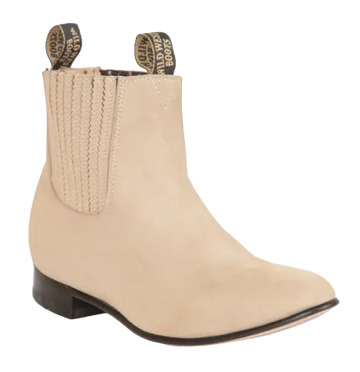 Wild West 2616304 Women's Winter White Genuine Leather Round Toe Charro Ankle Boots