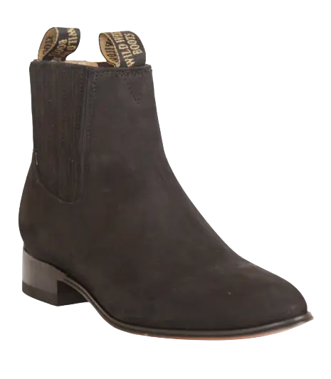 Wild West 2616305 Women's Black Genuine Leather Round Toe Charro Ankle Boots