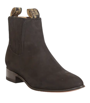 Wild West 2616305 Women's Black Genuine Leather Round Toe Charro Ankle Boots