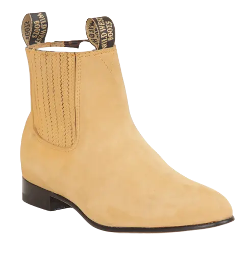 Wild West 2616351 Women's Honey Genuine Leather Round Toe Charro Ankle Boots