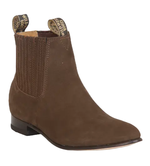 Wild West 2616359 Women's Dark Tobacco Genuine Leather Round Toe Charro Ankle Boots