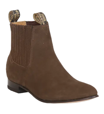 Wild West 2616359 Women's Dark Tobacco Genuine Leather Round Toe Charro Ankle Boots
