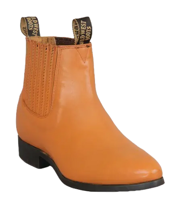 Wild West 2644651 Women's Honey Genuine Leather Round Toe Charro Short Boots
