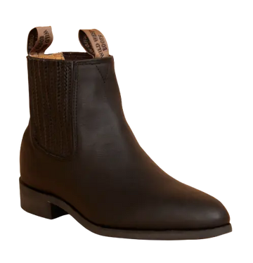 Wild West 2645405 Women's Black Genuine Leather Round Toe Charro Short Boots