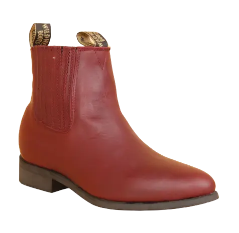 Wild West 2645406 Women's Burgundy Genuine Leather Round Toe Charro Short Boots