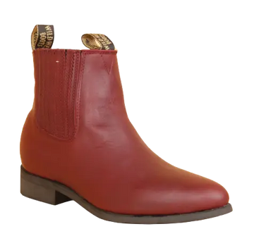 Wild West 2645406 Women's Burgundy Genuine Leather Round Toe Charro Short Boots
