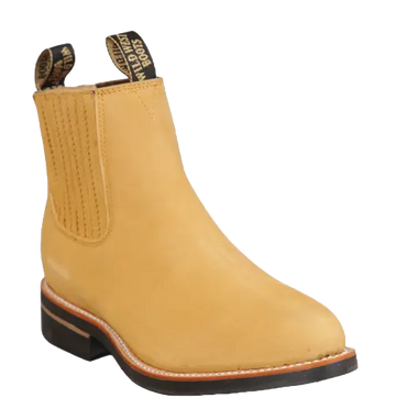 Wild West 264C6351 Women's Honey Genuine Leather Round Toe Charro Short Boots