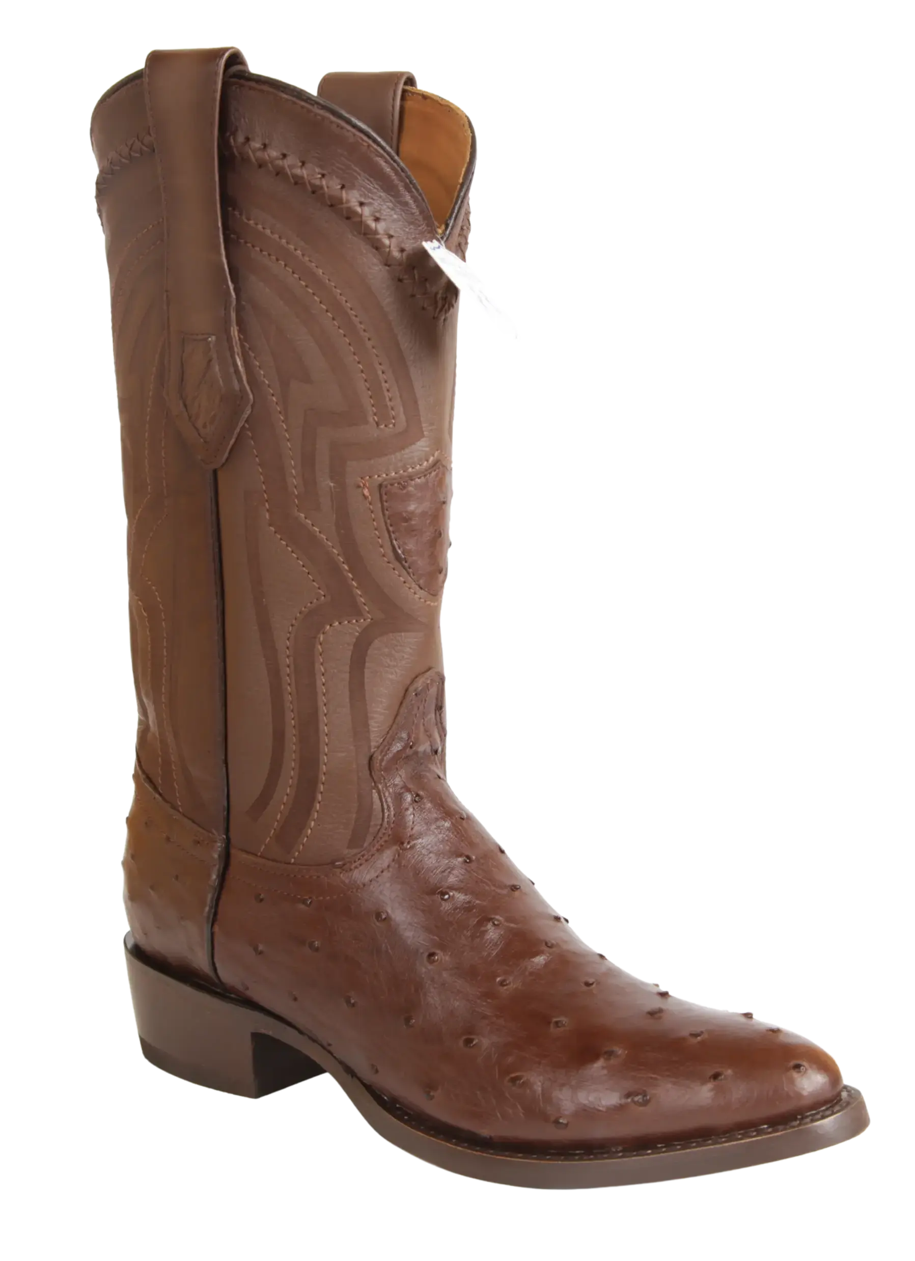 Wild West 265L0307 Men's Brown Genuine Ostrich Round Toe Cowboy Boots