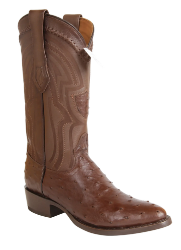 Wild West 265L0307 Men's Brown Genuine Ostrich Round Toe Cowboy Boots