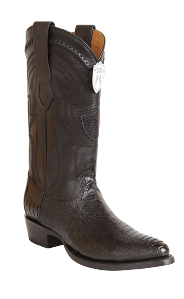 Wild West 265L0505 Men's Black Genuine Ostrich Leg Round Toe Cowboy Boots