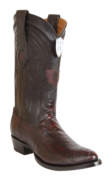Wild West 265L0518 Men's Black Cherry Genuine Ostrich Leg Round Toe Cowboy Boots