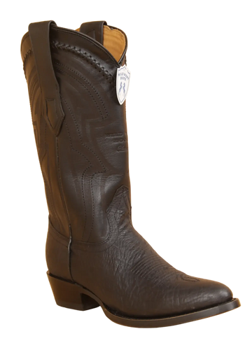 Wild West 265L3105 Men's Black Genuine Leather Round Toe Cowboy Boots