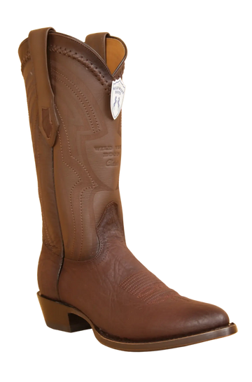 Wild West 265L3116 Men's Faded Brown Genuine Leather Round Toe Cowboy Boots