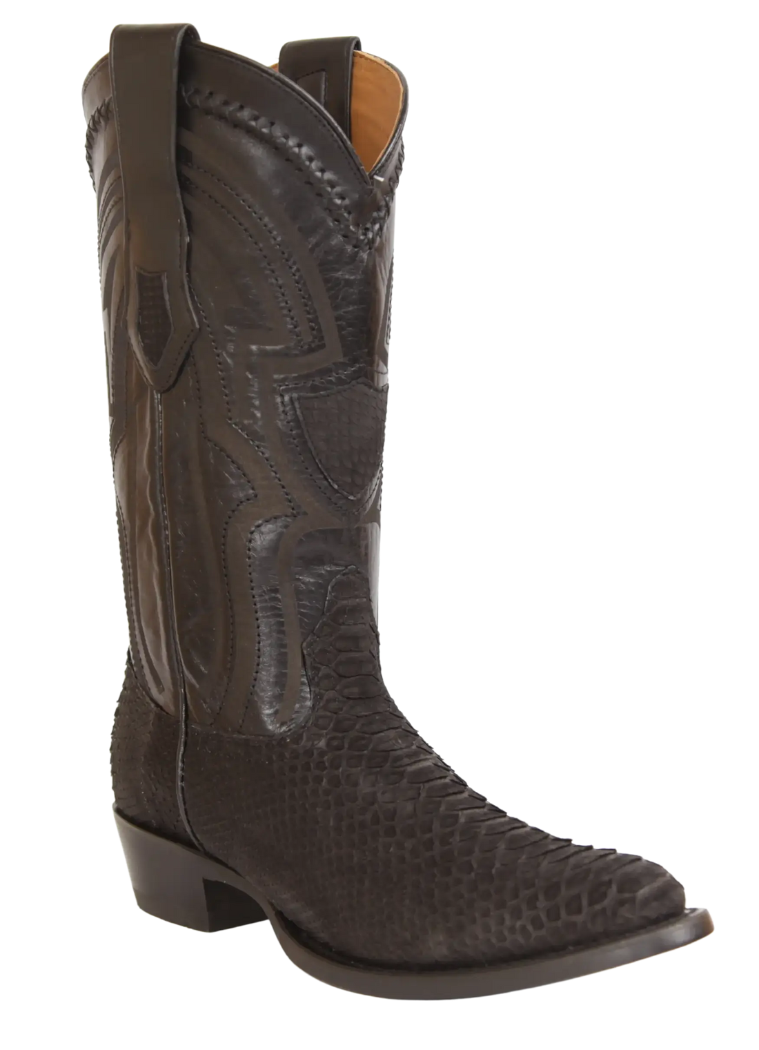 Wild West 265LN5705 Men's Nubuck Black Genuine Python Round Toe Cowboy Boots