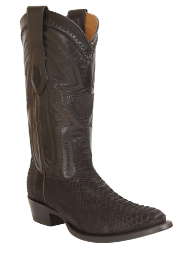 Wild West 265LN5705 Men's Nubuck Black Genuine Python Round Toe Cowboy Boots