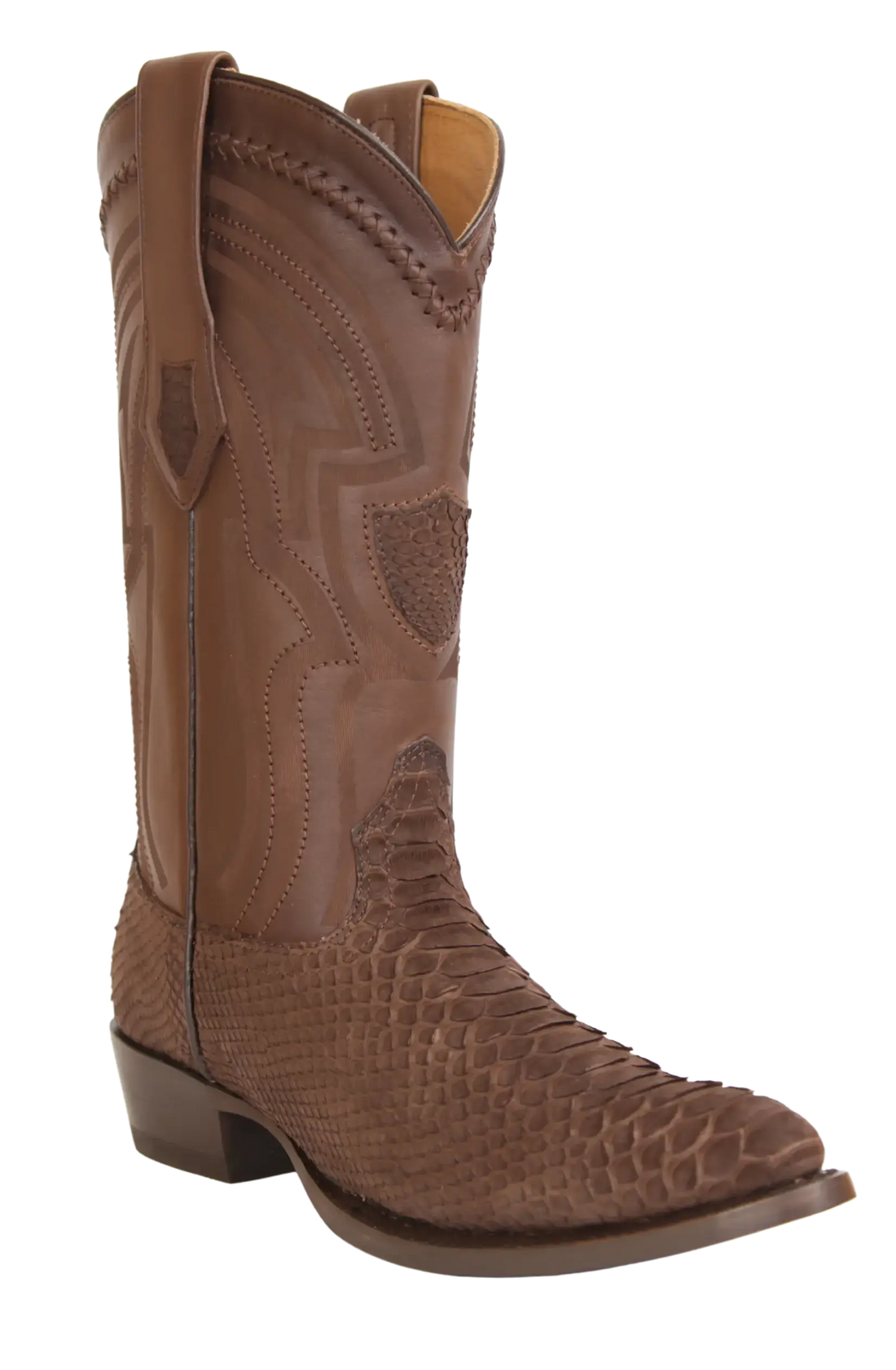 Wild West 265LN5707 Men's Nubuck Brown Genuine Python Round Toe Cowboy Boots