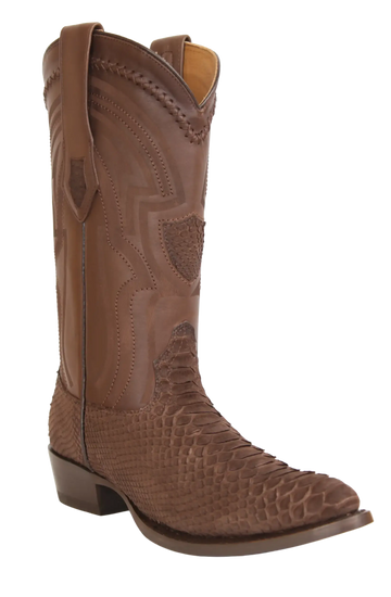 Wild West 265LN5707 Men's Nubuck Brown Genuine Python Round Toe Cowboy Boots