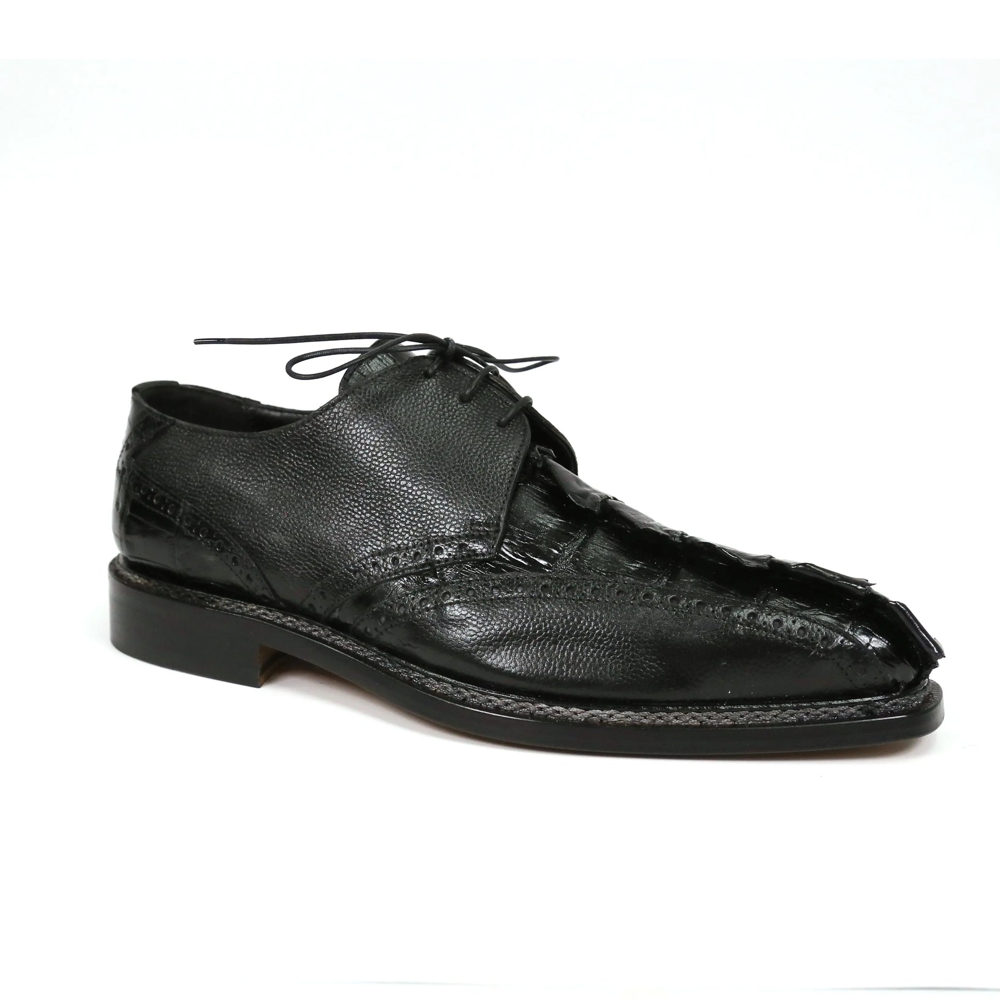 Mauri 2670/2 Black Genuine Hornback Tail/Pebble Grain Oxfords