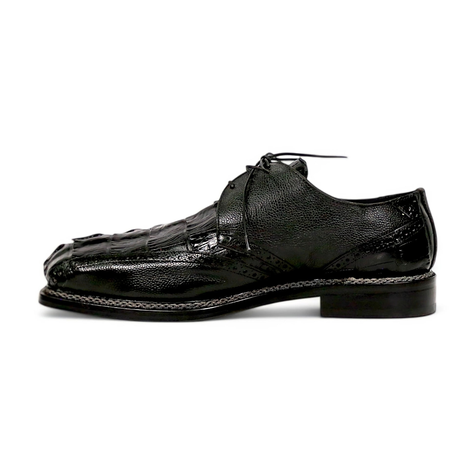 Mauri 2670/2 Black Genuine Hornback Tail/Pebble Grain Oxfords