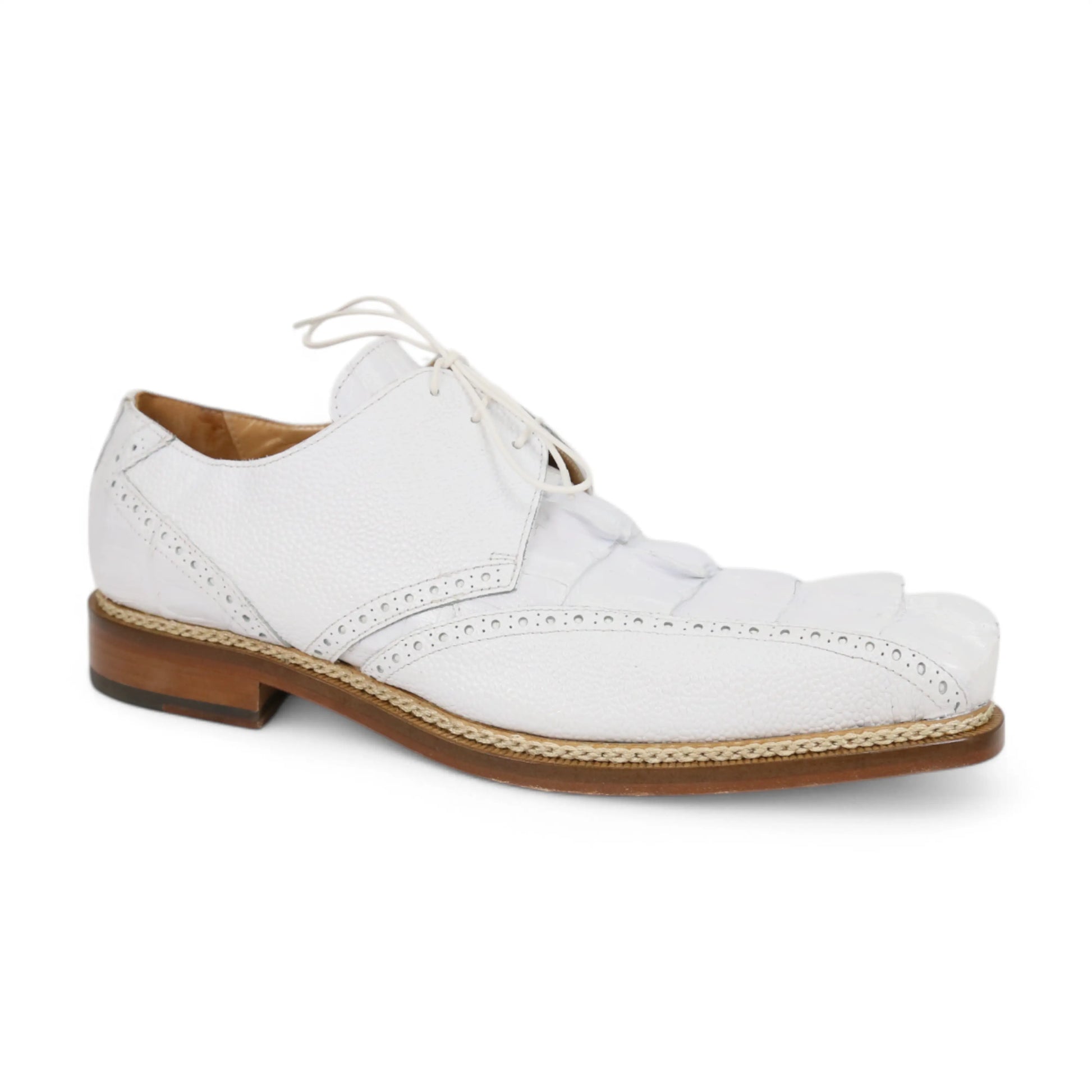 Mauri 2670/2 White Genuine Hornback Tail/Pebble Grain Oxfords