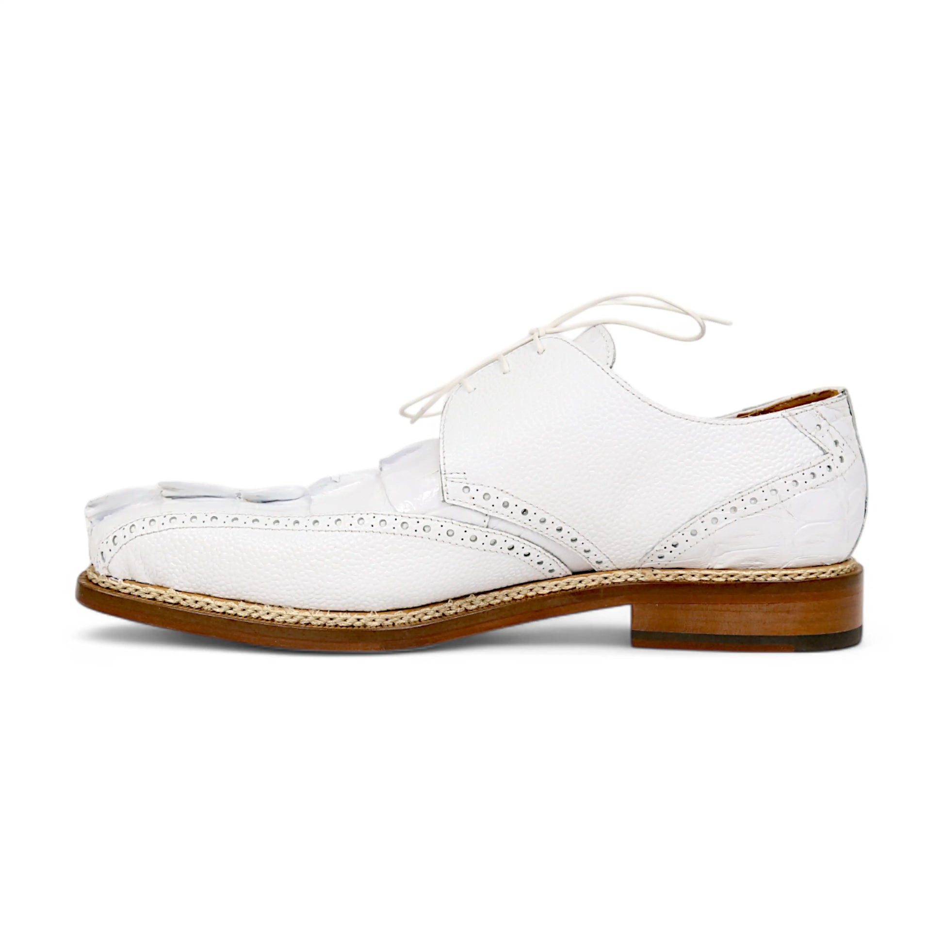 Mauri 2670/2 White Genuine Hornback Tail/Pebble Grain Oxfords
