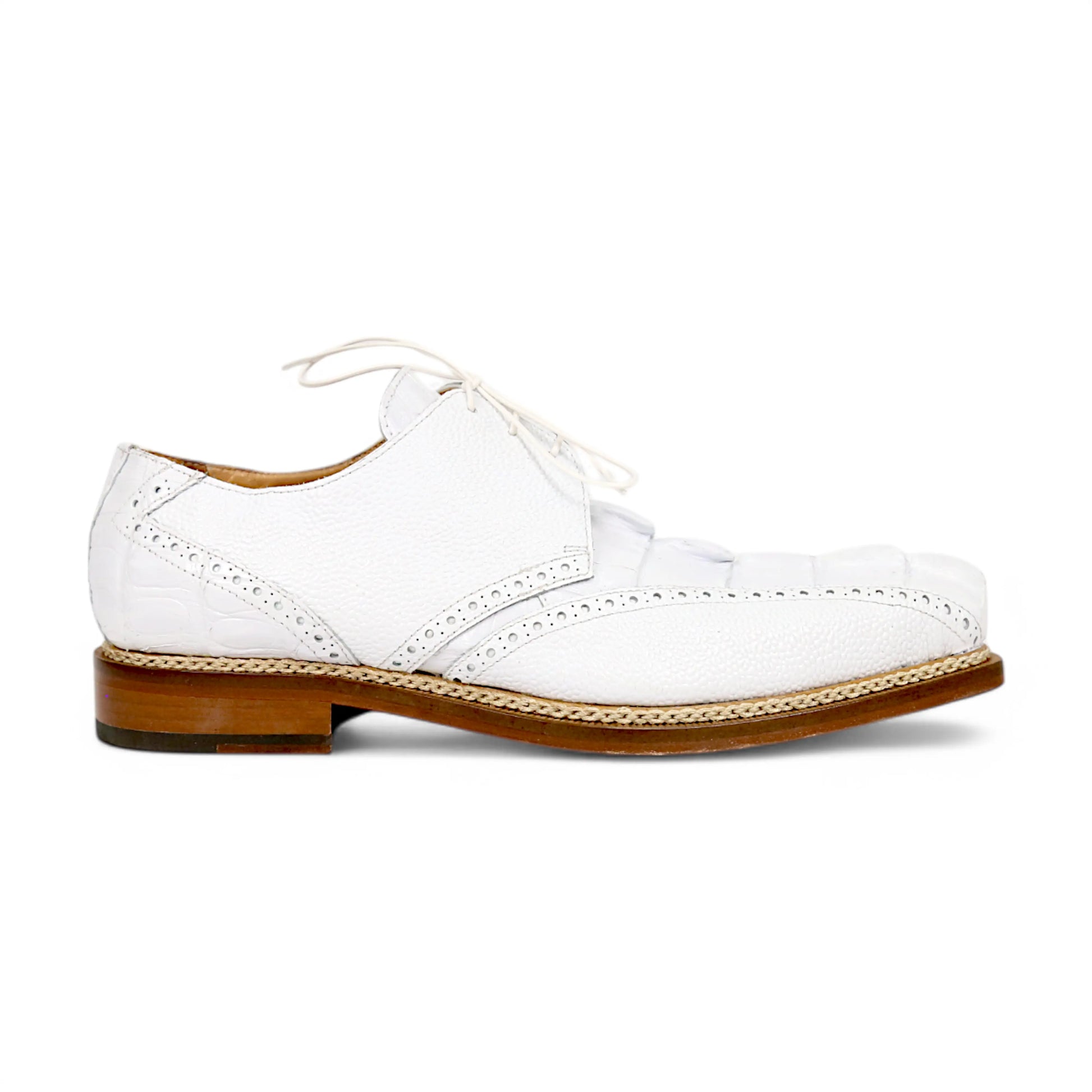 Mauri 2670/2 White Genuine Hornback Tail/Pebble Grain Oxfords