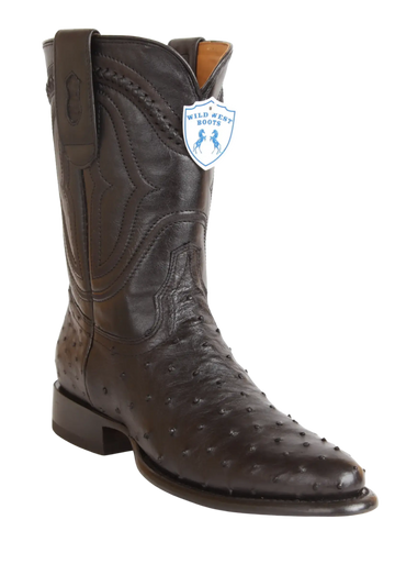Wild West 269I0305 Men's Black Genuine Ostrich Roper Toe Cowboy Boots