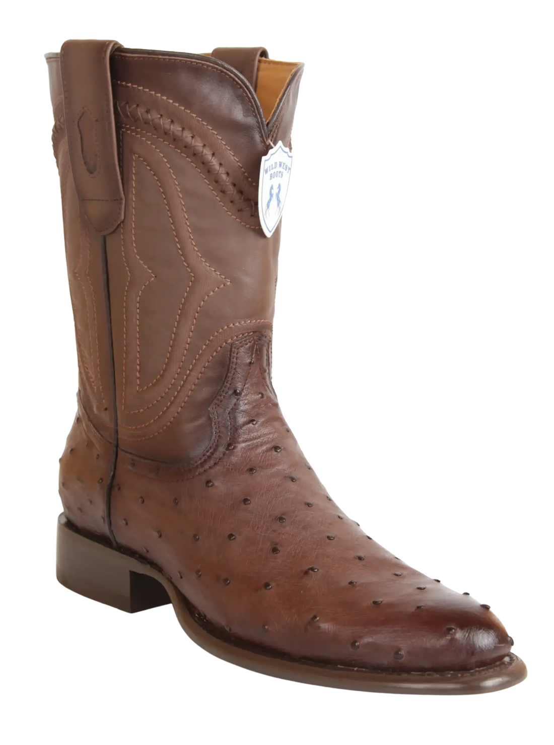 Wild West 269I0316 Men's Faded Brown Genuine Ostrich Roper Toe Cowboy Boots