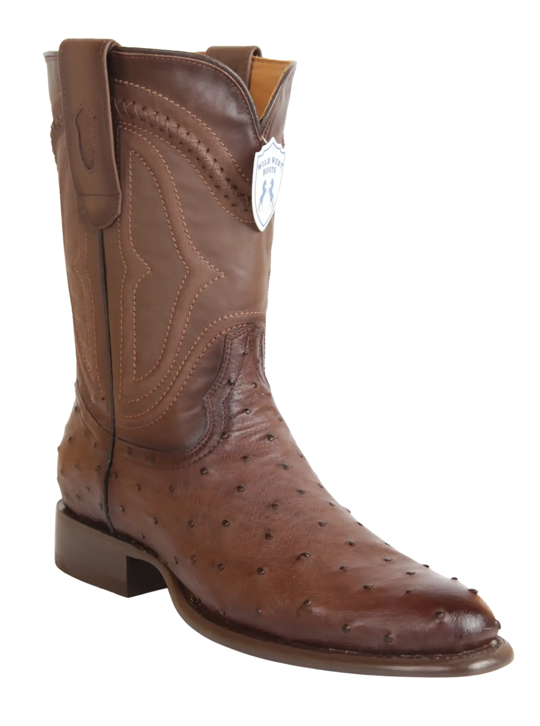 Wild West 269I0316 Men's Faded Brown Genuine Ostrich Roper Toe Cowboy Boots
