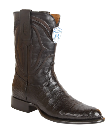 Wild West 269I8205 Men's Black Genuine Caiman Crocodile Belly Roper Toe Cowboy Boots