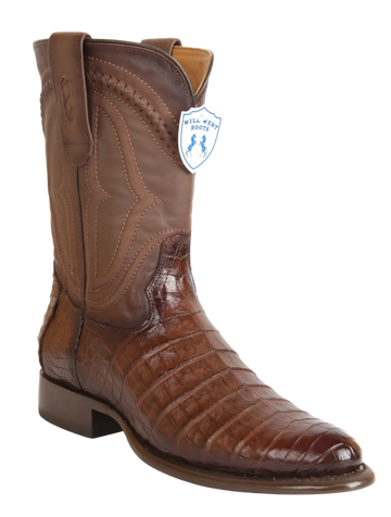 Wild West 269I8216 Men's Faded Brown Genuine Caiman Crocodile Belly Roper Toe Cowboy Boots