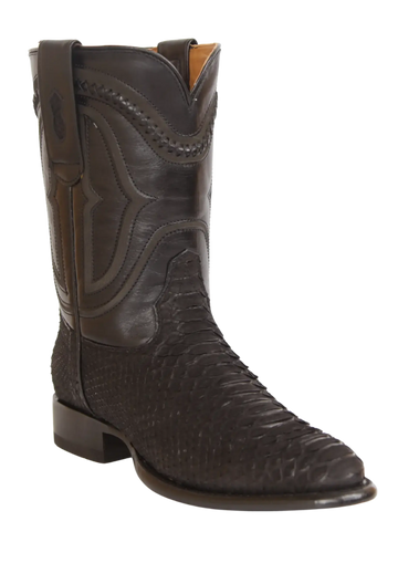 Wild West 269IN5705 Men's Nubuck Black Genuine Python Roper Toe Cowboy Boots
